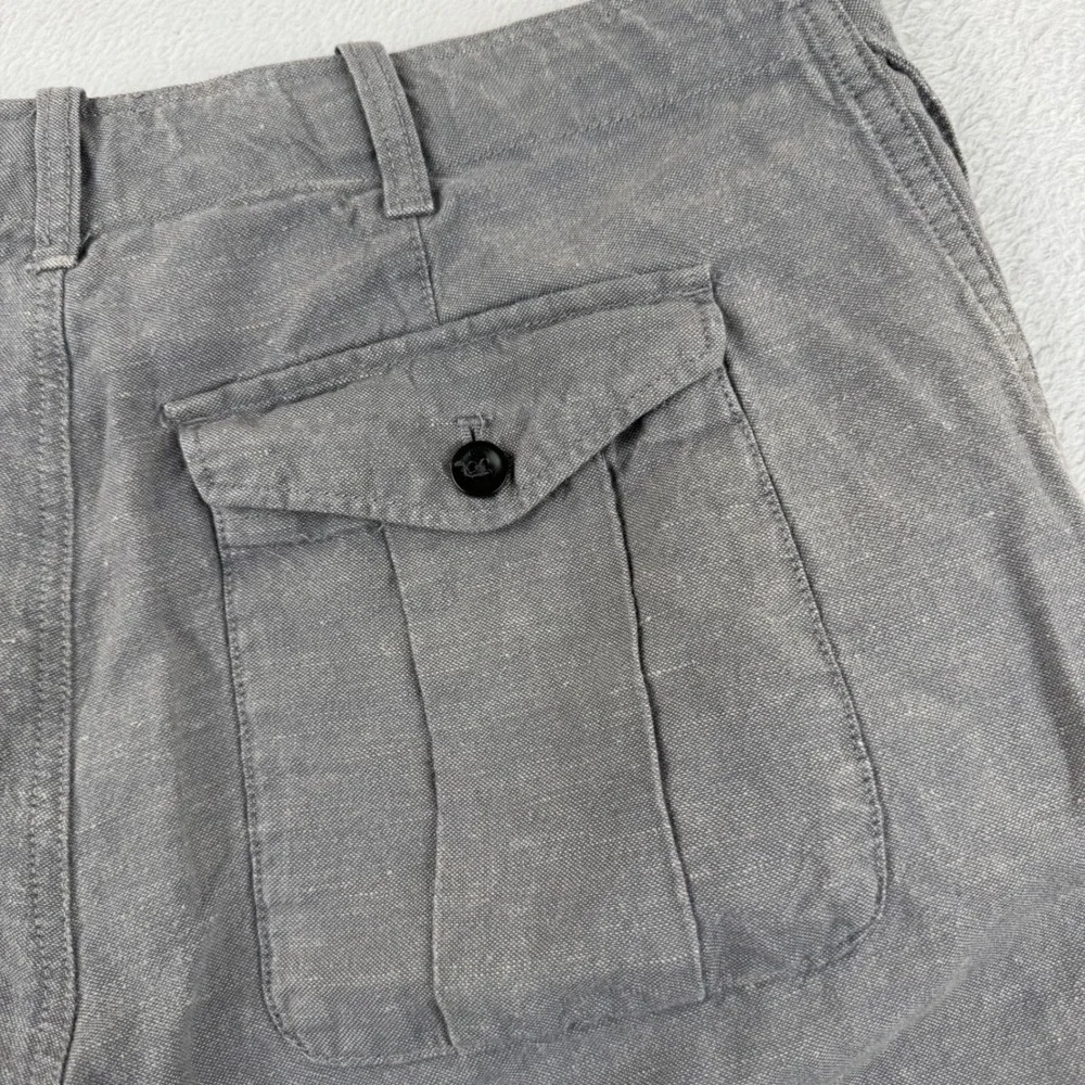 Banana Republic Aiden Shorts Mens 35 Grey Linen Cotton Blend Cargo Pocket Slim